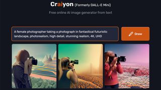 A screenshot from the best free AI image generator, Craiyon