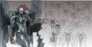 Creating the Anime concept art for video game Slave Zero X; a mix of 2D digital concept art