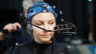 AI and VFX; a woman in a mocap suit