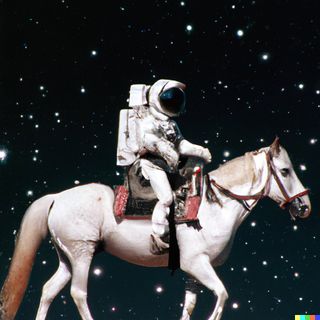 An astronaut riding a horse