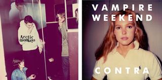 cover album artwork for Arctic Monkeys and Vampire Weekend showing a grainy photography style