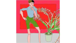 An AI art drawing of a man and a plant by AARON