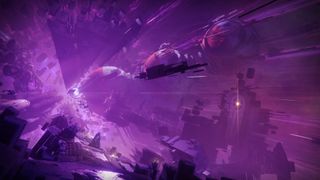 The art of Destiny 2: The Final Shape; a purple tinged sci-fi world in a video game