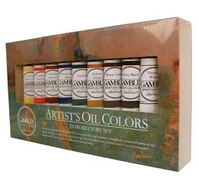 product shot of Gamblin best oil paint set