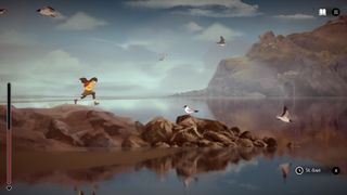 Indie devs using AI; a girl runs across rocks by the sea