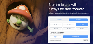 Blender screenshot with text that says 'Blender is and will always be free, forever'