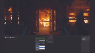 Using Blender to create atmospheric concept art of a man rescuing a child from a burning building, by Nenad Nacevic