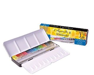 A set of Sennelier watercolour paint pans