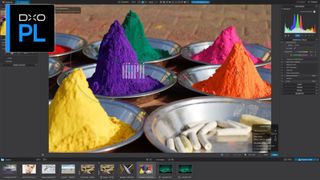Images of coloured powers being edited in DxO Photolab