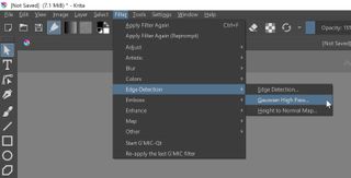 Krita's filterss tool UI