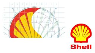 Diagram showing how the Shell logo was designed