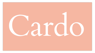 White text on a light pink background displaying the serif font Cardo.