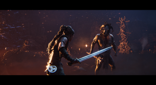 Making Senua's Saga Hellblade 2, the Ninja Theory interview: a woman and man fight with swords