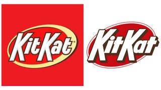 Old and New KitKat logo side by side