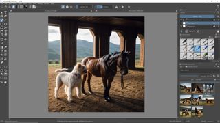 Krita UI with horses