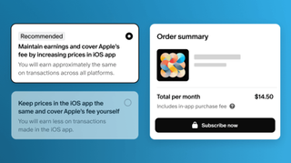 Patreon dialogue box encouraging creators to raise prices because of Apple fees