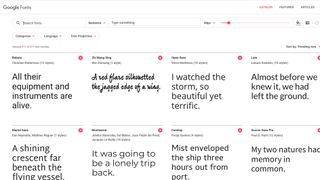 A screengrab from Google fonts