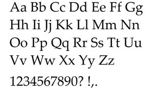 Specimen of Palatino font