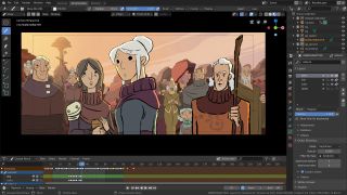 Best 2D animation software; a 2D animation frame with timeline in Blender