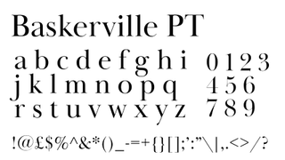 Black text displaying the serif font Baskerville PT on a white background.