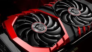 Best graphics cards for digital creatives; close up of an AMD GPU fans