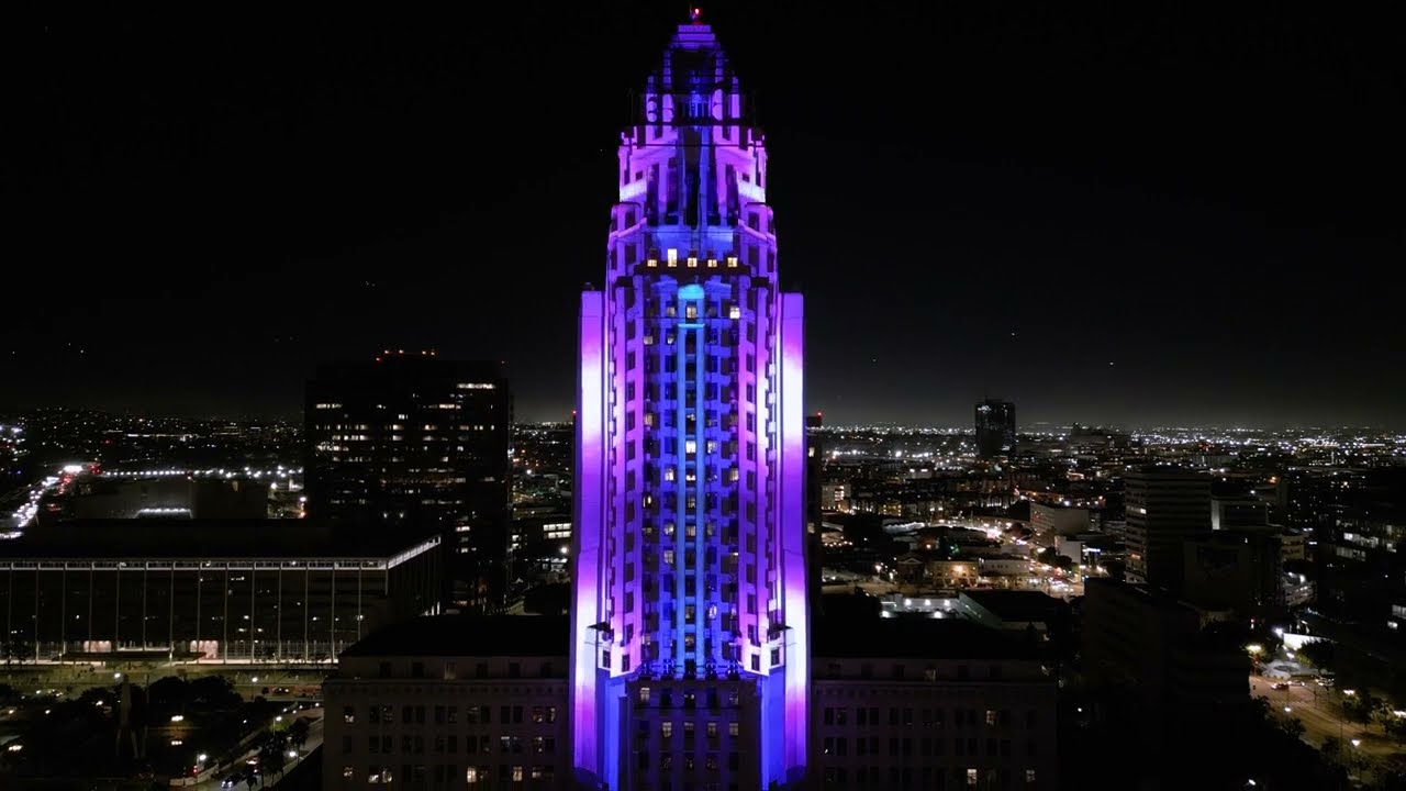 Los Angeles City Hall - New Years Eve Countdown - Light Harvest - Full Video - YouTube