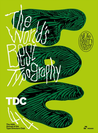 World's Best Typography book cover with green background and green blobby design. Lettering in white shaky style.