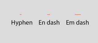 hyphen - en dash – and em dash ––