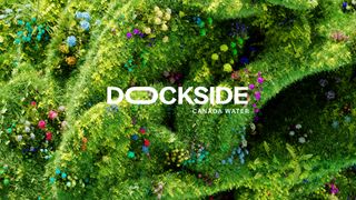 Canada Water Dockside new logo against botanical background