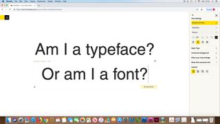 Font vs typeface. a screengrab from FontShop that reads: 'Am I a typeface? Or am I a font?'