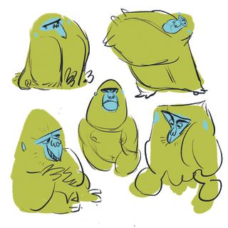 drawing exercises showing a gorilla in different poses