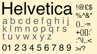 Black and grey text displaying the sans serif font Helvetica on a beige background.