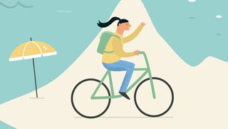 illustration of a woman riding a bike