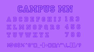 Dark purple text displaying the decorative font Campus Mn on a lighter purple background.