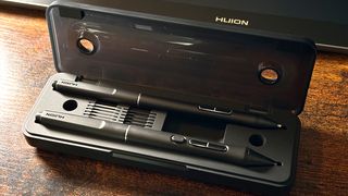 Huion Kamvas Pro 19 review; two pen stylus in a case