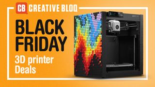 Text spells out Black Friday 3D Printer deals next to an image of one.