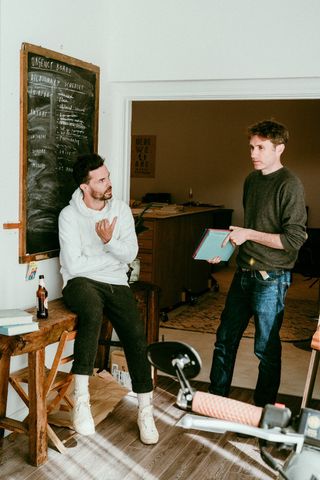 Oliver Jeffers and Sam Winston in the studio