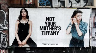 Poster with young model and the slogan "Not your mother's Tiffany'