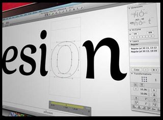 Glyphs software in use to create a word