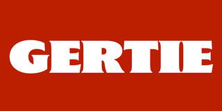 White text on a red background displaying the font Gertie.