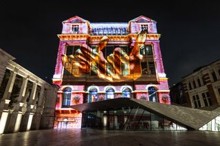 A projection of AI art at the V&A Museum in London