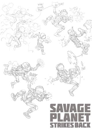 Revenge of the Savage Planet; sketches for a poster design