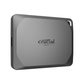 Crucial X9 portable solid state drive front angle view on white background