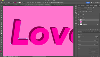 Screenshot of Photoshop workspace, where a pen tool is being used to create a shape behind the text.