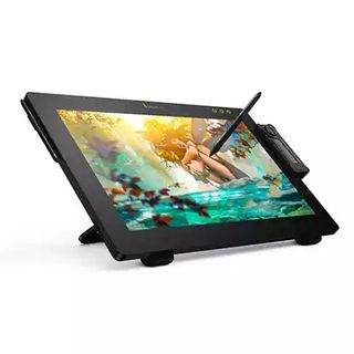 Best drawing tablets with screen; the Xencelabs Pen Display 24 with a levitating stylus touching it.