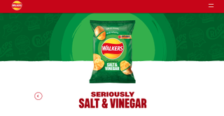 Walkers crisps, seriously salt and vinegar text with packet of crisps above it and a green background matching the colour of the crisp packet