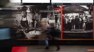 Street photography campaign of Mexican taco bars where it says, "where there's tacos, there's Coca-Cola" with Coca-Cola's branding subtly highlighted