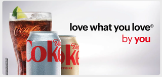 love what you love by you text, with two cans of Diet Coke and a glass of Diet Coke next to them