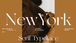 New York font sample on stylised background with photograph