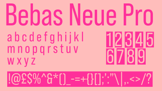 Dark pink text displaying the font Bebas Neue Pro on a light pink background.